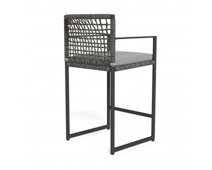 Harbour Loop Counter Stool - Aluminum Asteroid, Lisos Piedra, Wicker Gray