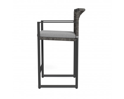 Harbour Loop Counter Stool - Aluminum Asteroid, Lisos Piedra, Wicker Gray