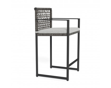 Harbour Loop Counter Stool - Aluminum Asteroid, Copacabana Sand, Wicker Gray