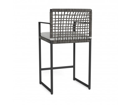 Harbour Loop Counter Stool - Aluminum Asteroid, Copacabana Sand, Wicker Gray