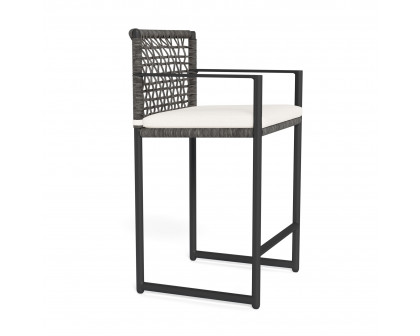 Harbour Loop Counter Stool - Aluminum Asteroid, Panama Blanco, Wicker Gray