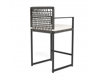 Harbour Loop Counter Stool - Aluminum Asteroid, Panama Blanco, Wicker Gray