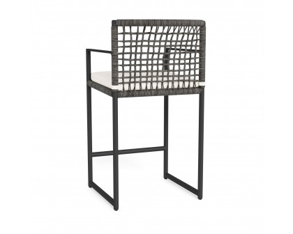 Harbour Loop Counter Stool - Aluminum Asteroid, Panama Blanco, Wicker Gray