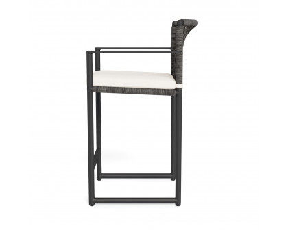 Harbour Loop Counter Stool - Aluminum Asteroid, Panama Blanco, Wicker Gray