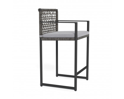 Harbour Loop Counter Stool - Aluminum Asteroid, Panama Cloud, Wicker Gray