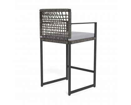 Harbour Loop Counter Stool - Aluminum Asteroid, Panama Cloud, Wicker Gray