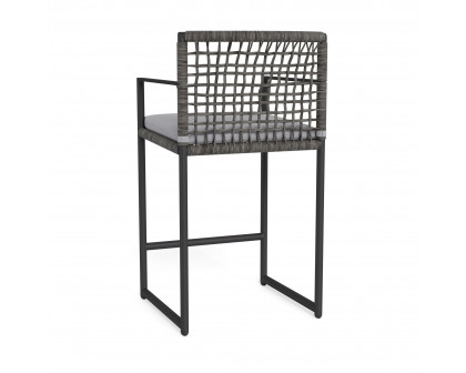 Harbour Loop Counter Stool - Aluminum Asteroid, Panama Cloud, Wicker Gray