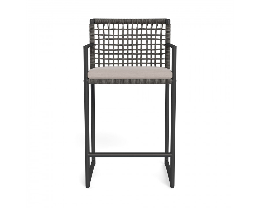 Harbour Loop Counter Stool - Aluminum Asteroid, Panama Marble, Wicker Gray