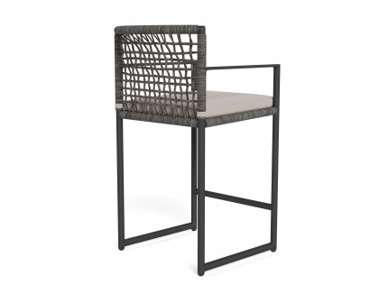 Harbour Loop Counter Stool - Aluminum Asteroid, Panama Marble, Wicker Gray