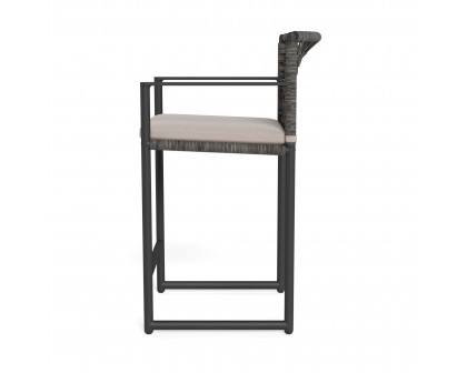 Harbour Loop Counter Stool - Aluminum Asteroid, Panama Marble, Wicker Gray