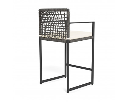 Harbour Loop Counter Stool - Aluminum Asteroid, Riviera Ivory, Wicker Gray