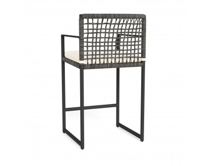 Harbour Loop Counter Stool - Aluminum Asteroid, Riviera Ivory, Wicker Gray