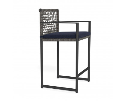 Harbour Loop Counter Stool - Aluminum Asteroid, Siesta Indigo, Wicker Gray