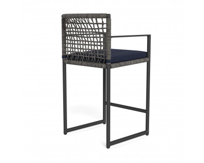 Harbour Loop Counter Stool - Aluminum Asteroid, Siesta Indigo, Wicker Gray