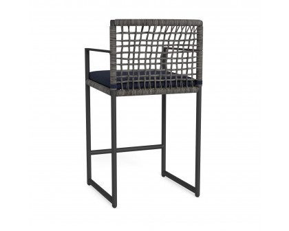 Harbour Loop Counter Stool - Aluminum Asteroid, Siesta Indigo, Wicker Gray