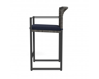 Harbour Loop Counter Stool - Aluminum Asteroid, Siesta Indigo, Wicker Gray