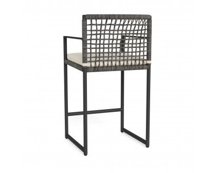 Harbour Loop Counter Stool - Aluminum Asteroid, Siesta Ivory, Wicker Gray