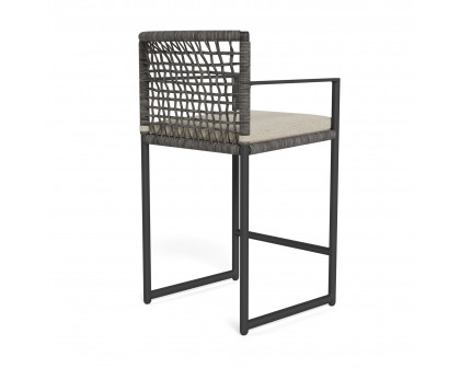 Harbour Loop Counter Stool - Aluminum Asteroid, Siesta Taupe, Wicker Gray