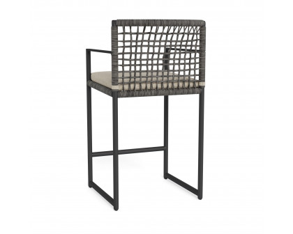 Harbour Loop Counter Stool - Aluminum Asteroid, Siesta Taupe, Wicker Gray