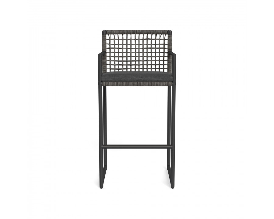 Harbour Loop Bar Stool - Aluminum Asteroid, Lisos Grafito, Wicker Gray