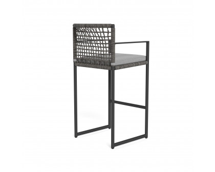 Harbour Loop Bar Stool - Aluminum Asteroid, Lisos Piedra, Wicker Gray