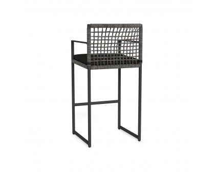 Harbour Loop Bar Stool - Aluminum Asteroid, Copacabana Midnight, Wicker Gray