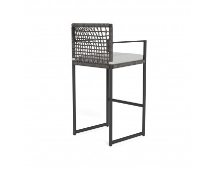 Harbour Loop Bar Stool - Aluminum Asteroid, Copacabana Sand, Wicker Gray