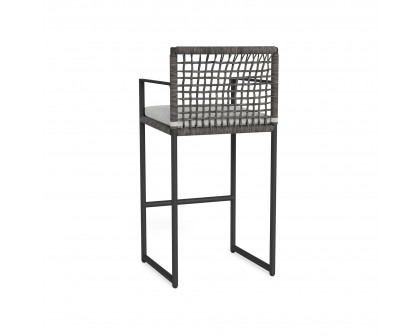 Harbour Loop Bar Stool - Aluminum Asteroid, Copacabana Sand, Wicker Gray