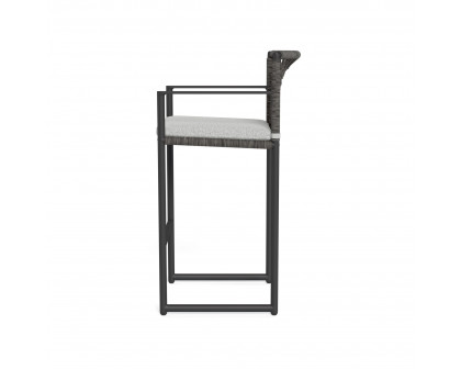 Harbour Loop Bar Stool - Aluminum Asteroid, Copacabana Sand, Wicker Gray