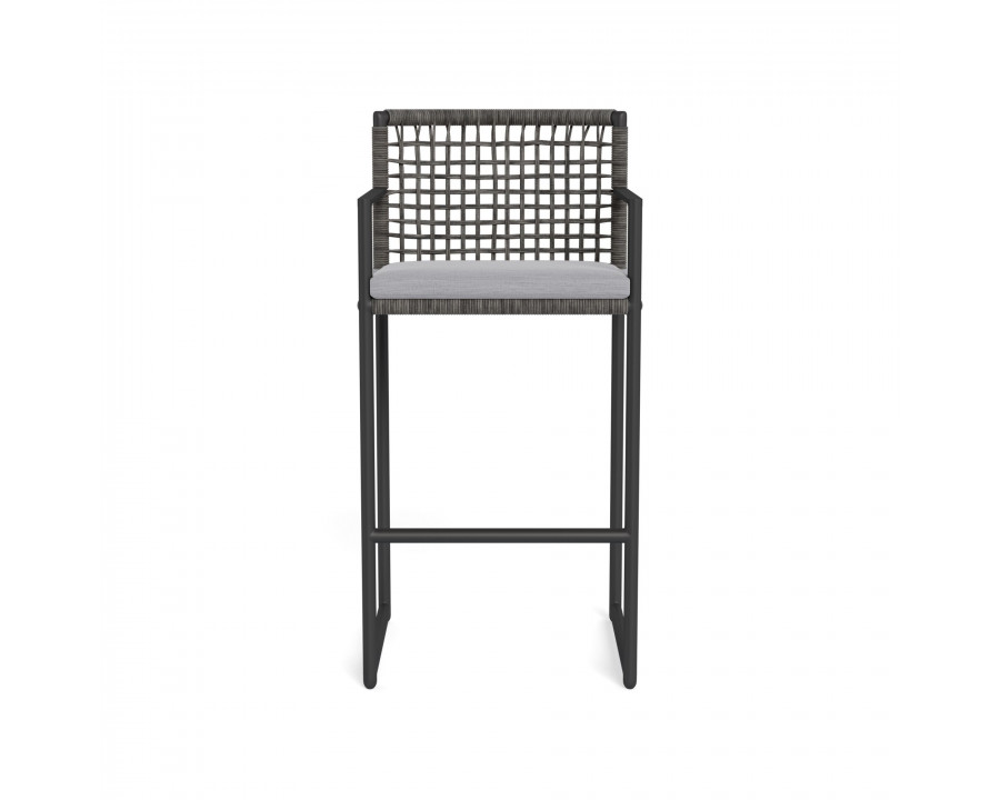 Harbour Loop Bar Stool - Aluminum Asteroid, Panama Cloud, Wicker Gray