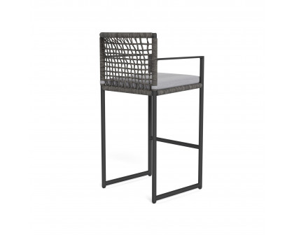 Harbour Loop Bar Stool - Aluminum Asteroid, Panama Cloud, Wicker Gray