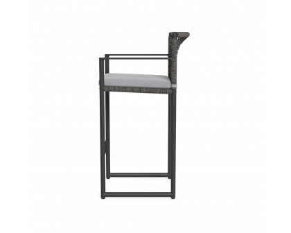 Harbour Loop Bar Stool - Aluminum Asteroid, Panama Cloud, Wicker Gray