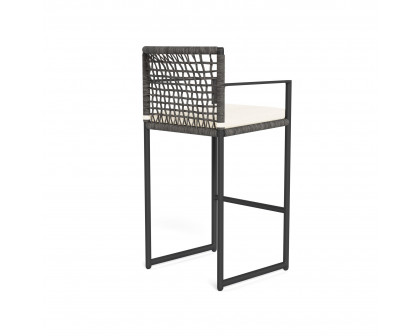 Harbour Loop Bar Stool - Aluminum Asteroid, Riviera Ivory, Wicker Gray