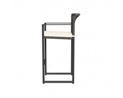 Harbour Loop Bar Stool - Aluminum Asteroid, Riviera Ivory, Wicker Gray