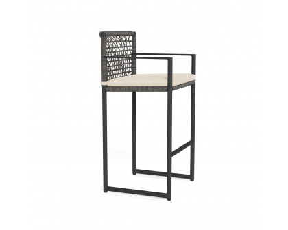 Harbour Loop Bar Stool - Aluminum Asteroid, Riviera Sand, Wicker Gray