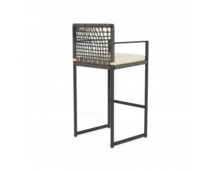 Harbour Loop Bar Stool - Aluminum Asteroid, Riviera Sand, Wicker Gray