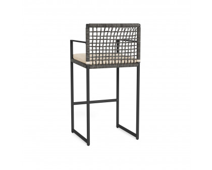 Harbour Loop Bar Stool - Aluminum Asteroid, Riviera Sand, Wicker Gray