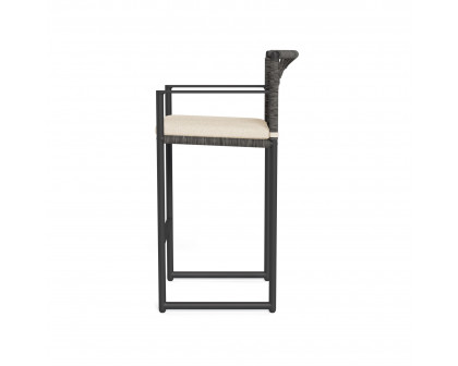 Harbour Loop Bar Stool - Aluminum Asteroid, Riviera Sand, Wicker Gray