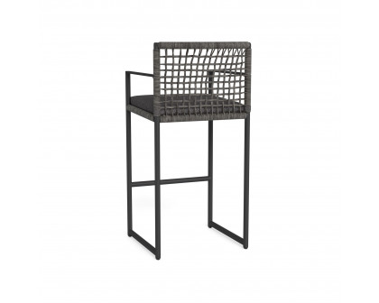 Harbour Loop Bar Stool - Aluminum Asteroid, Riviera Slate, Wicker Gray