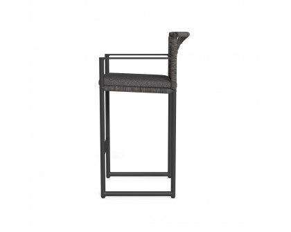 Harbour Loop Bar Stool - Aluminum Asteroid, Riviera Slate, Wicker Gray