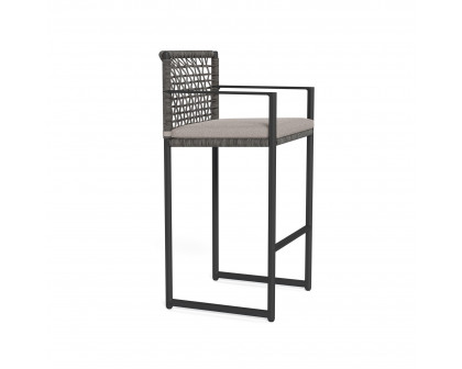 Harbour Loop Bar Stool - Aluminum Asteroid, Riviera Stone, Wicker Gray