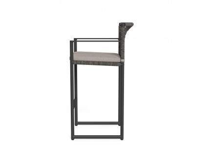 Harbour Loop Bar Stool - Aluminum Asteroid, Riviera Stone, Wicker Gray