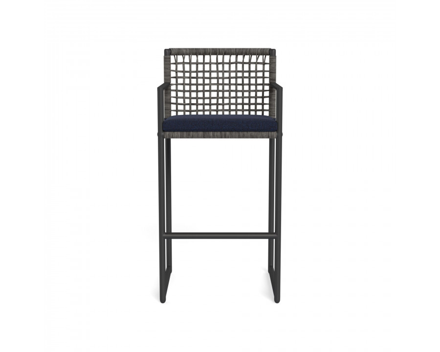 Harbour Loop Bar Stool - Aluminum Asteroid, Siesta Indigo, Wicker Gray