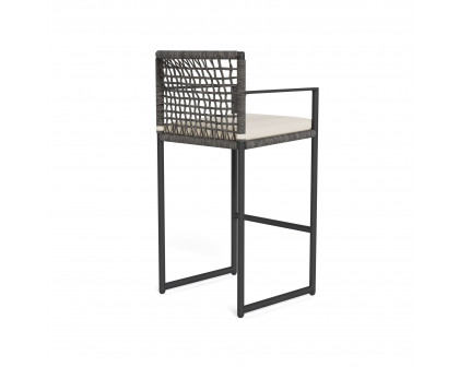 Harbour Loop Bar Stool - Aluminum Asteroid, Siesta Ivory, Wicker Gray