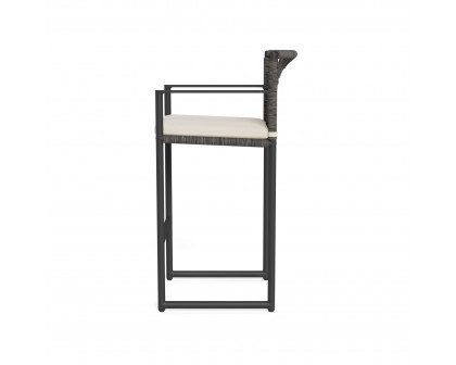 Harbour Loop Bar Stool - Aluminum Asteroid, Siesta Ivory, Wicker Gray