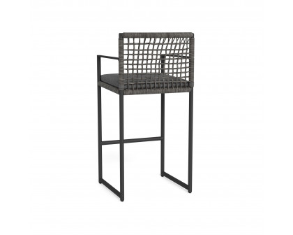 Harbour Loop Bar Stool - Aluminum Asteroid, Siesta Slate, Wicker Gray