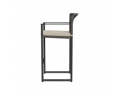 Harbour Loop Bar Stool - Aluminum Asteroid, Siesta Taupe, Wicker Gray