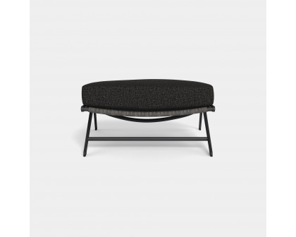 Harbour Loop Ottoman - Aluminum Asteroid, Lisos Grafito, Wicker Gray