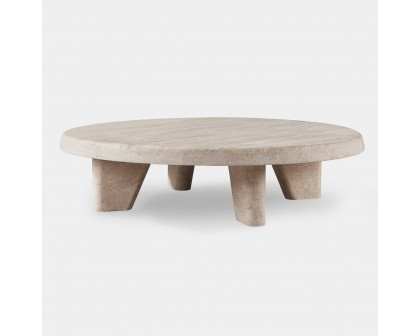 Harbour Lucca Round Coffee Table 47" - Travertine Natural