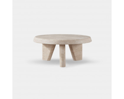 Harbour Lucca Round Coffee Table 33" - Travertine Natural